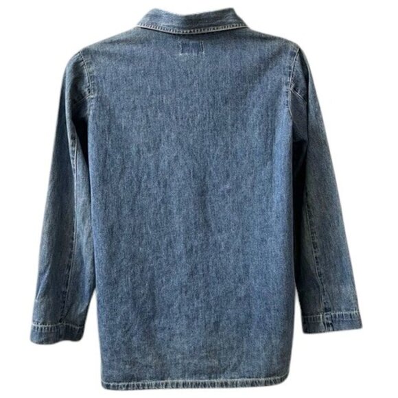 Vintage Maurices Lightweight Blue Denim 100% Cotton Chore Jacket Size Large - Picture 7 of 9